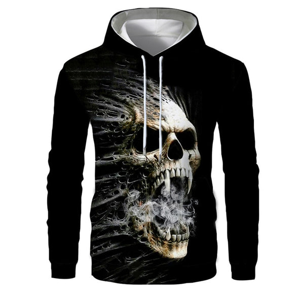 Halloween costumes Hoodies Casual Scary Halloween 2019 Slim Fit Hooded Sweatshirt Skull Smoker
